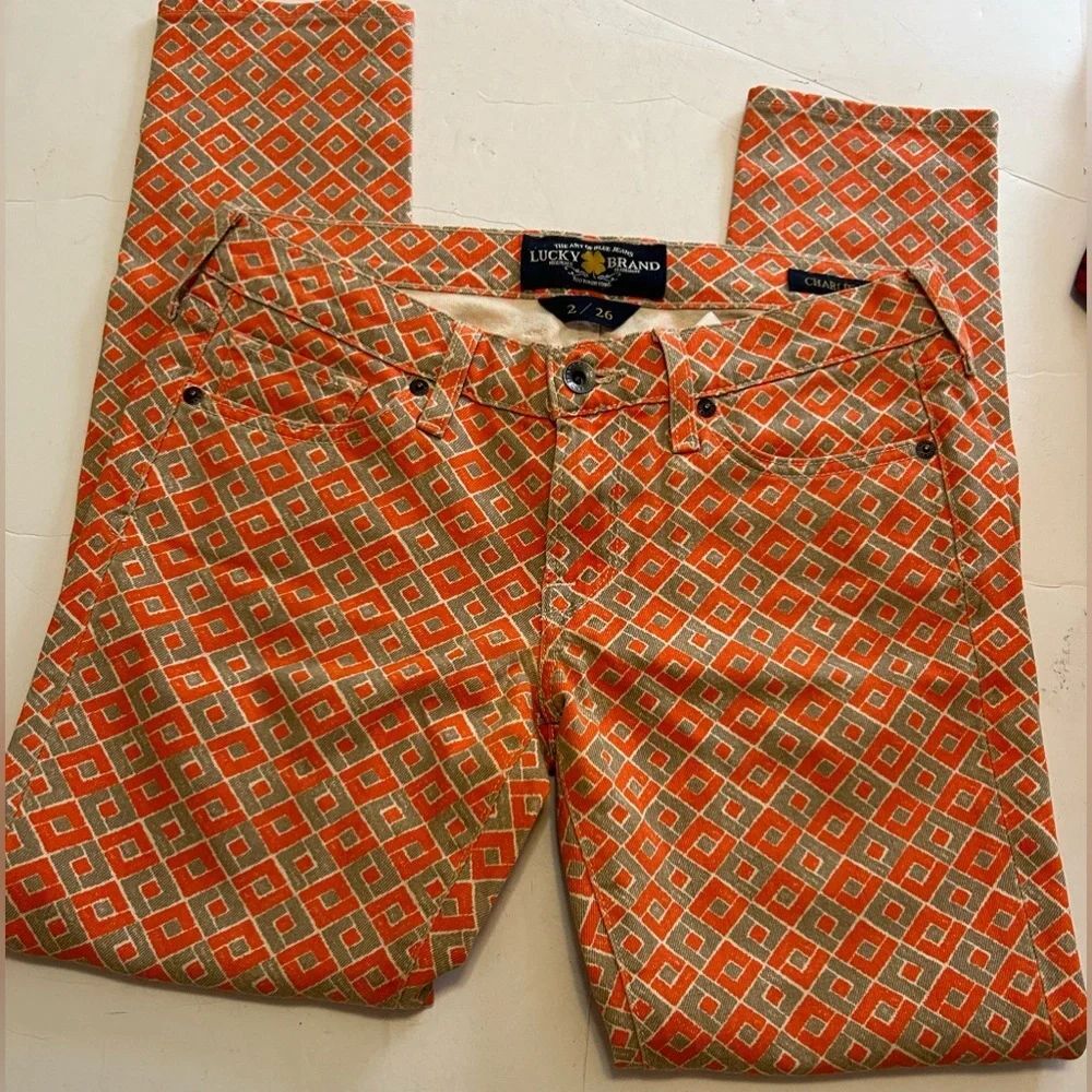 Lucky Brand orange & tan Charlie Capri Jeans Size 2/26